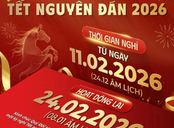 THÔNG BÁO LỊCH NGHỈ TẾT NGUYÊN ĐÁN 2026